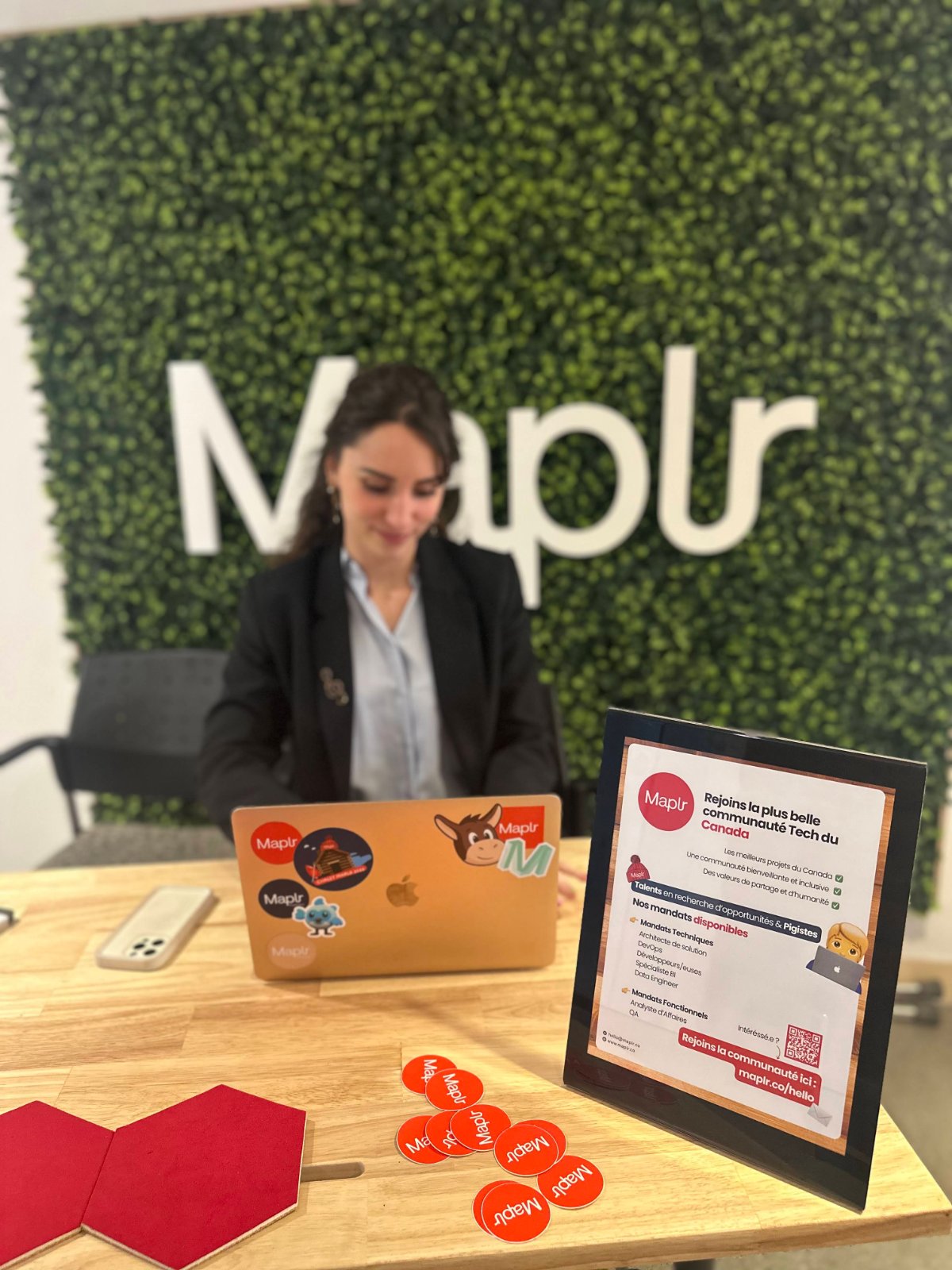 Le poste d'accueil des bureaux de Maplr à Montréal